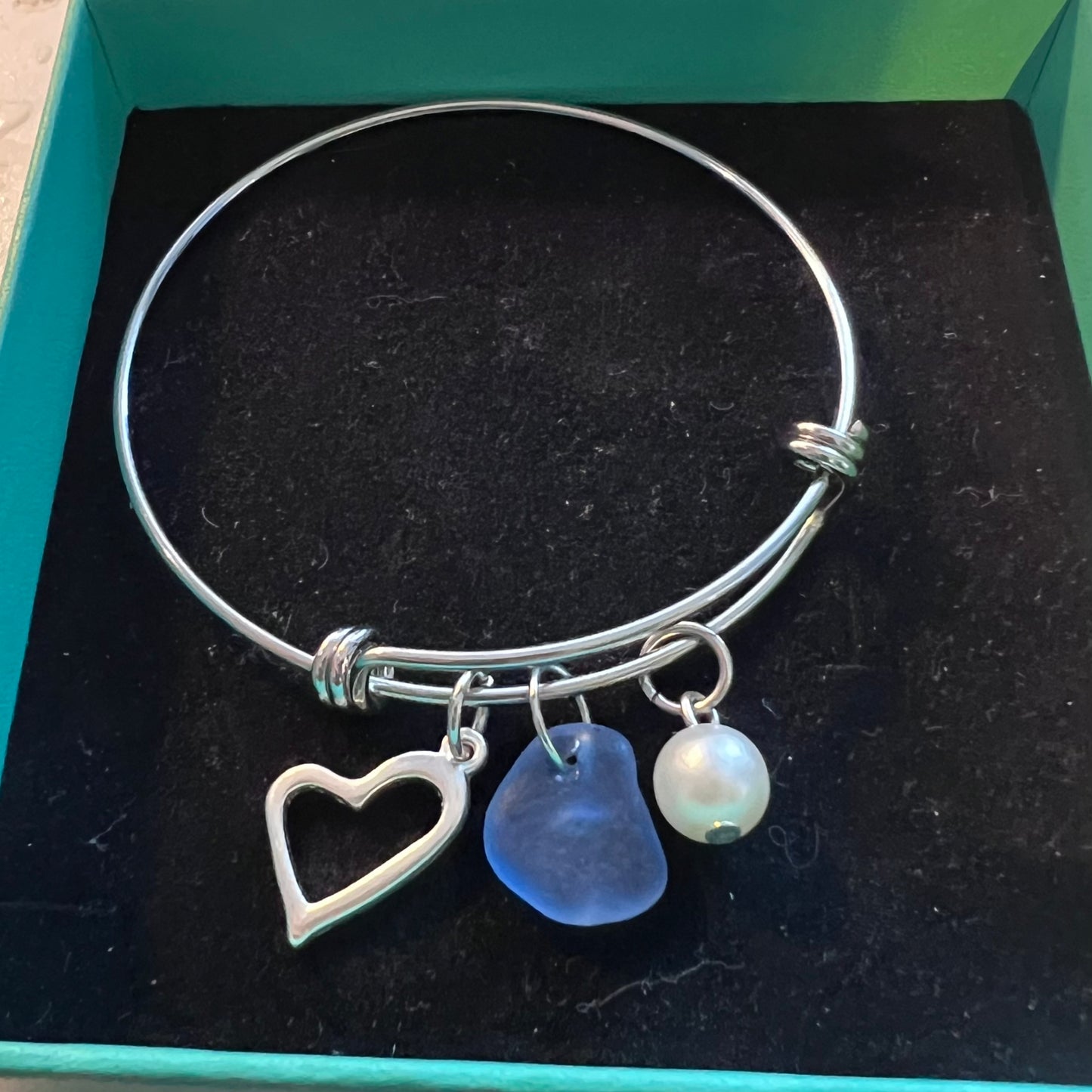 Seaham Sea Glass Heart Charm Bracelet