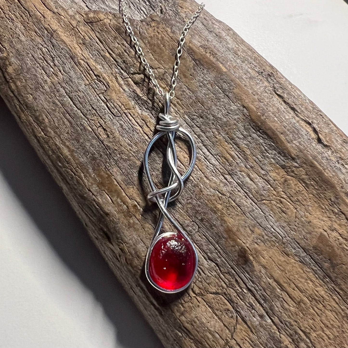 Rare Red Seaham Sea Glass Pendant