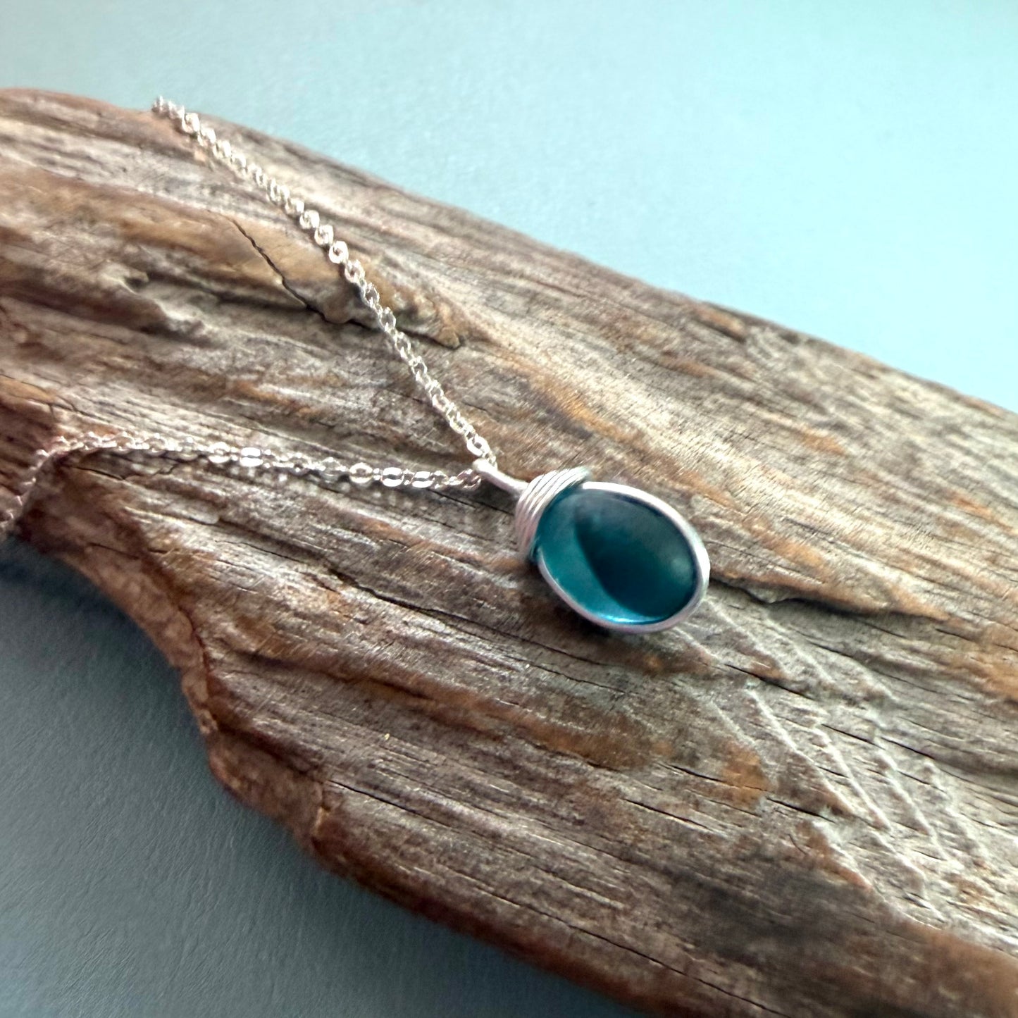 Seaham Sea Glass Multi Tone Turquoise Pendant