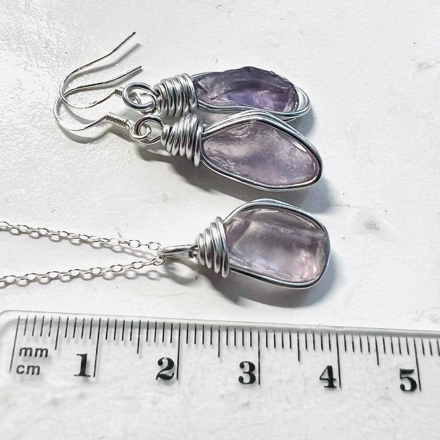 Spanish Sea Glass Rare Lilac Shade Jewellery Set