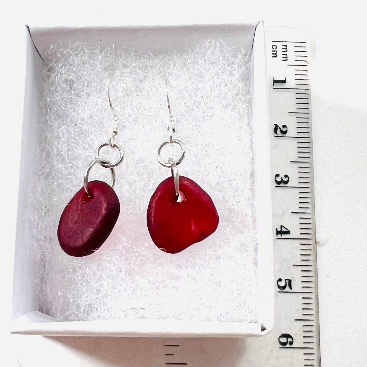 Devon Red Sea Glass Earrings
