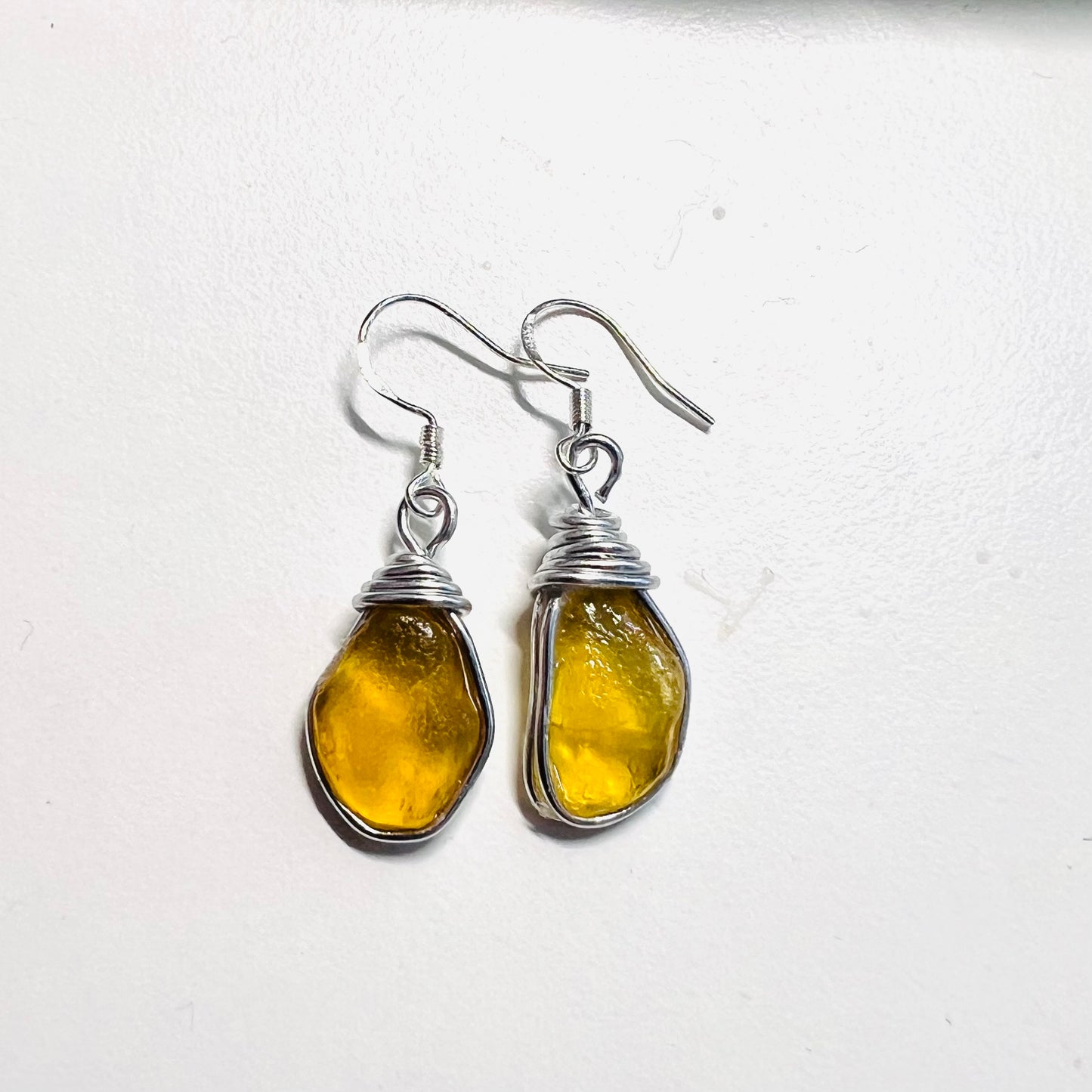 Yellow Canary Island Sea Glass Earrings