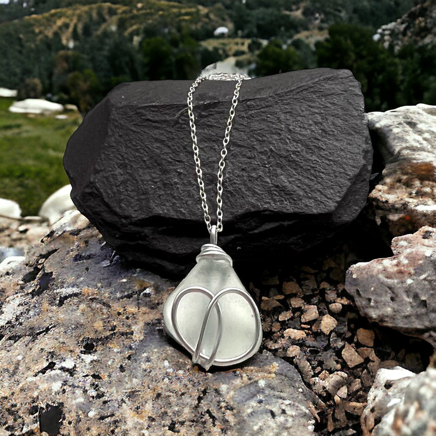 White Devon Sea Glass Pendant