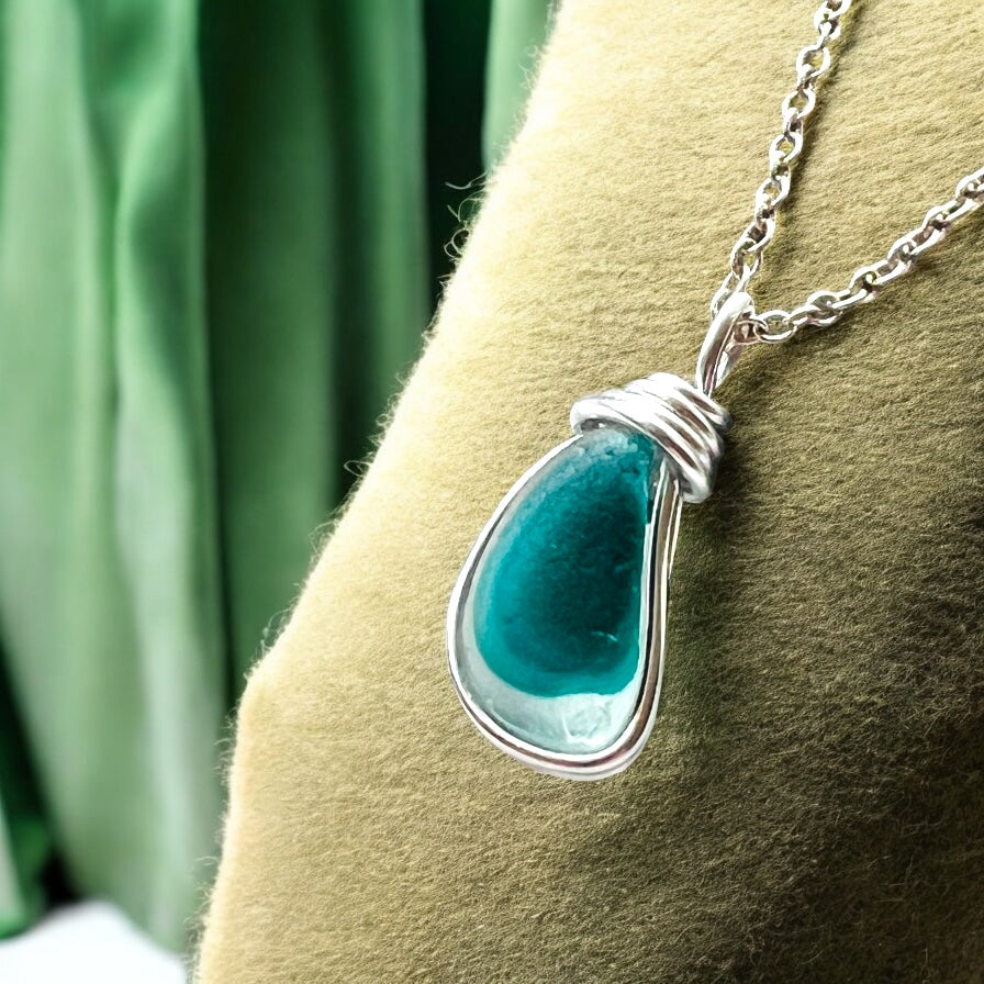 Turquoise Seaham Sea Glass Multi Pendant
