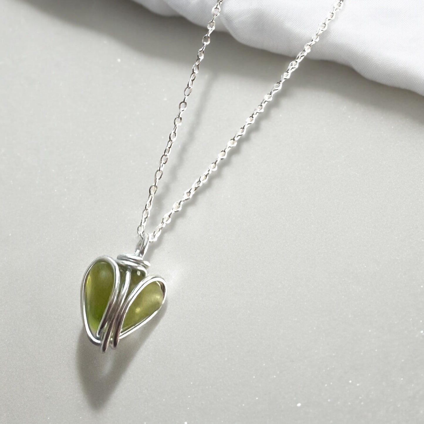 Cornish Sea Glass Heart Pendant