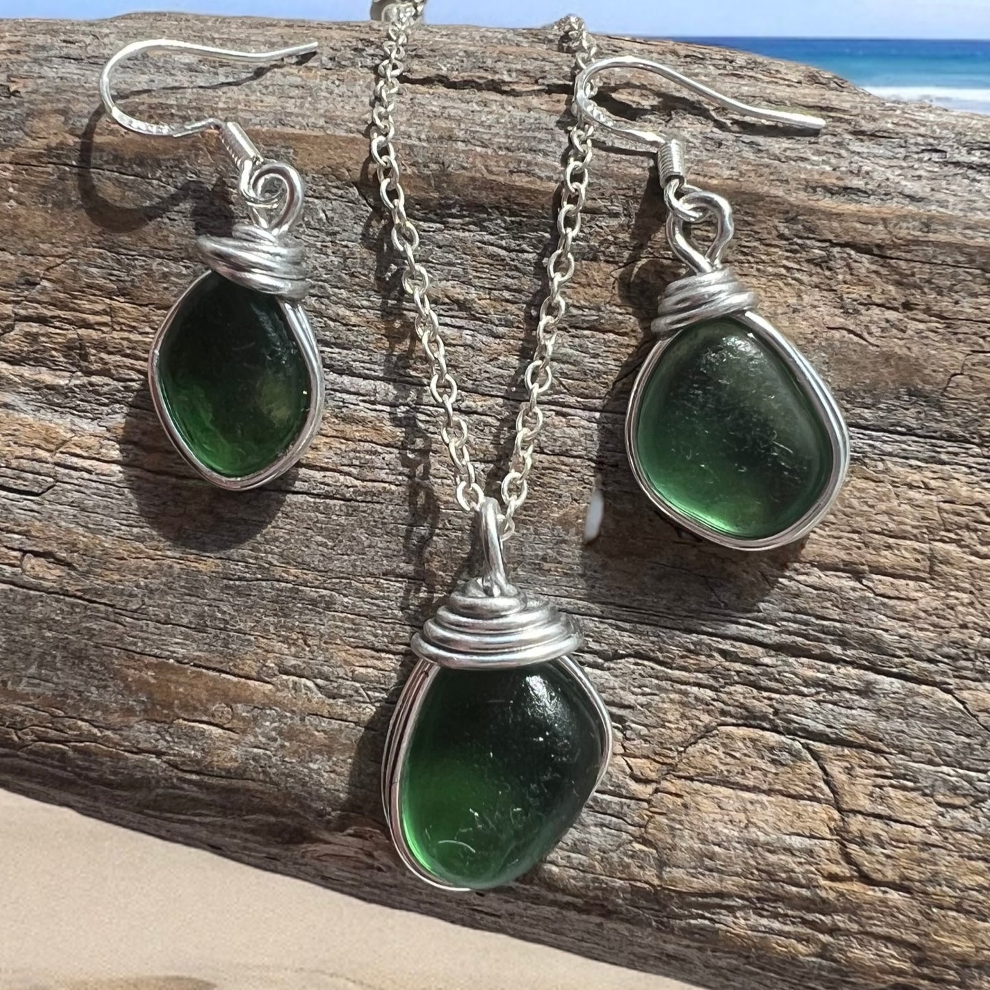 Green Seaham Sea Glass Set