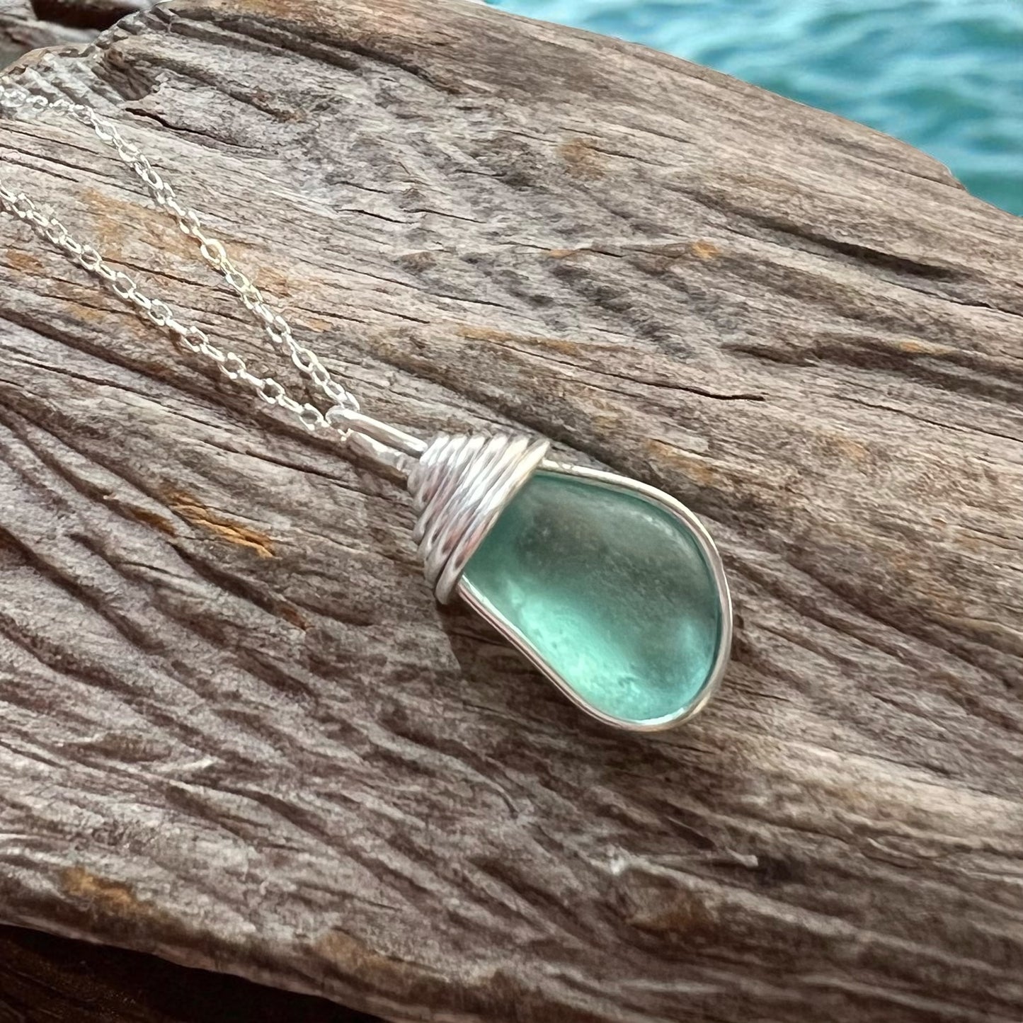 Devon Aqua Blue Sea Glass Pendant