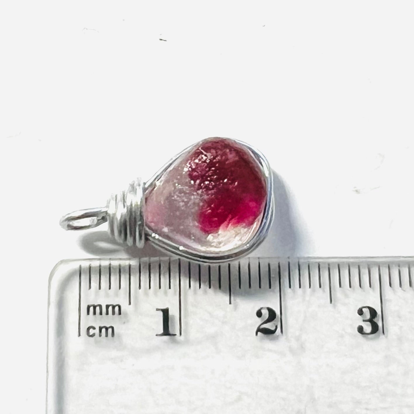 Rare White & Red Seaham Sea Glass Multi Pendant