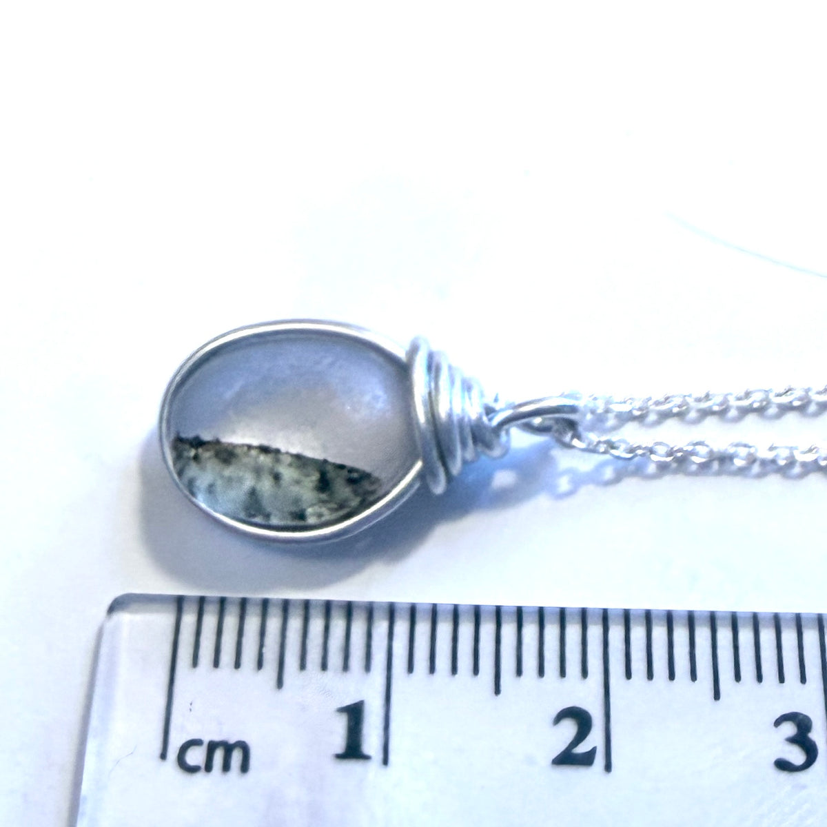 Small Olive and White Seaham Sea Glass Speckled Multi Pendant