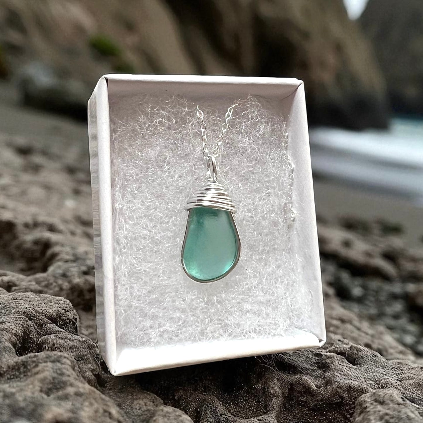 Devon Aqua Blue Sea Glass Pendant