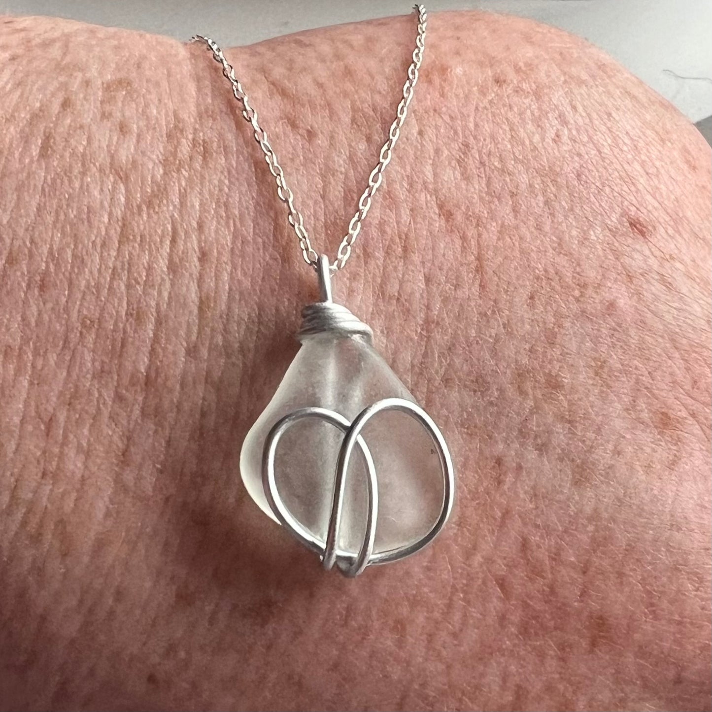 White Devon Sea Glass Pendant