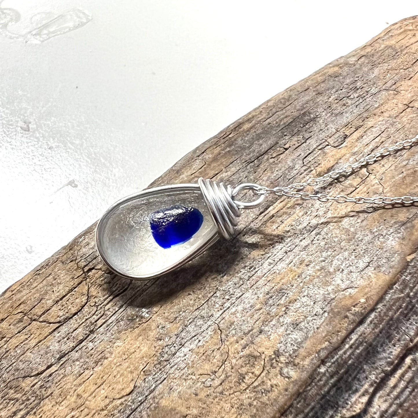 Blue Dot Seaham Sea Glass Multi Tone Pendant