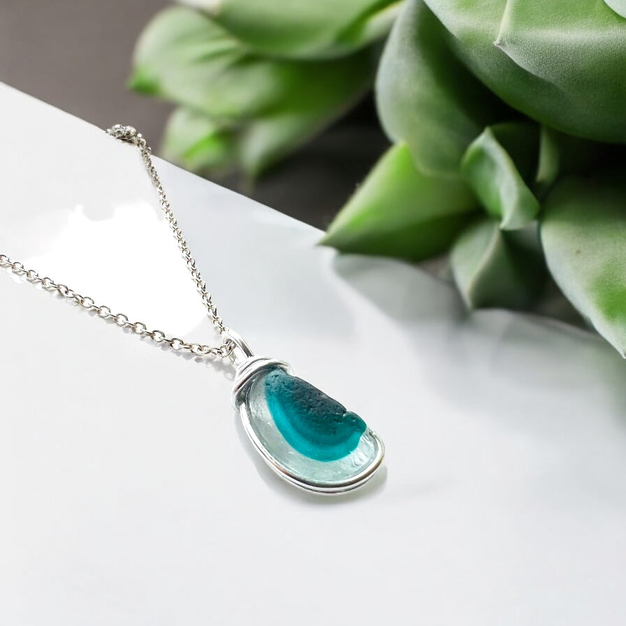 Turquoise Seaham Sea Glass Multi Pendant