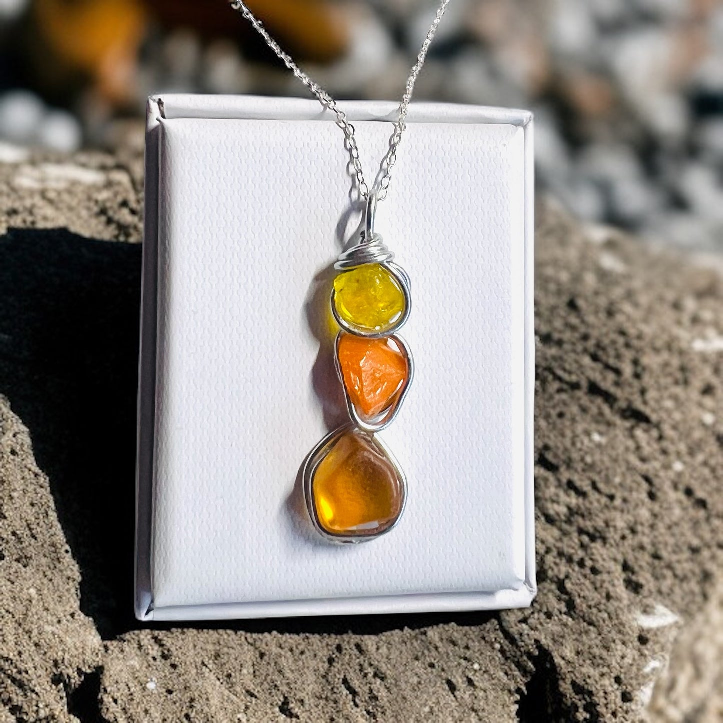 Rare Orange Seaham Sea Glass Pendant