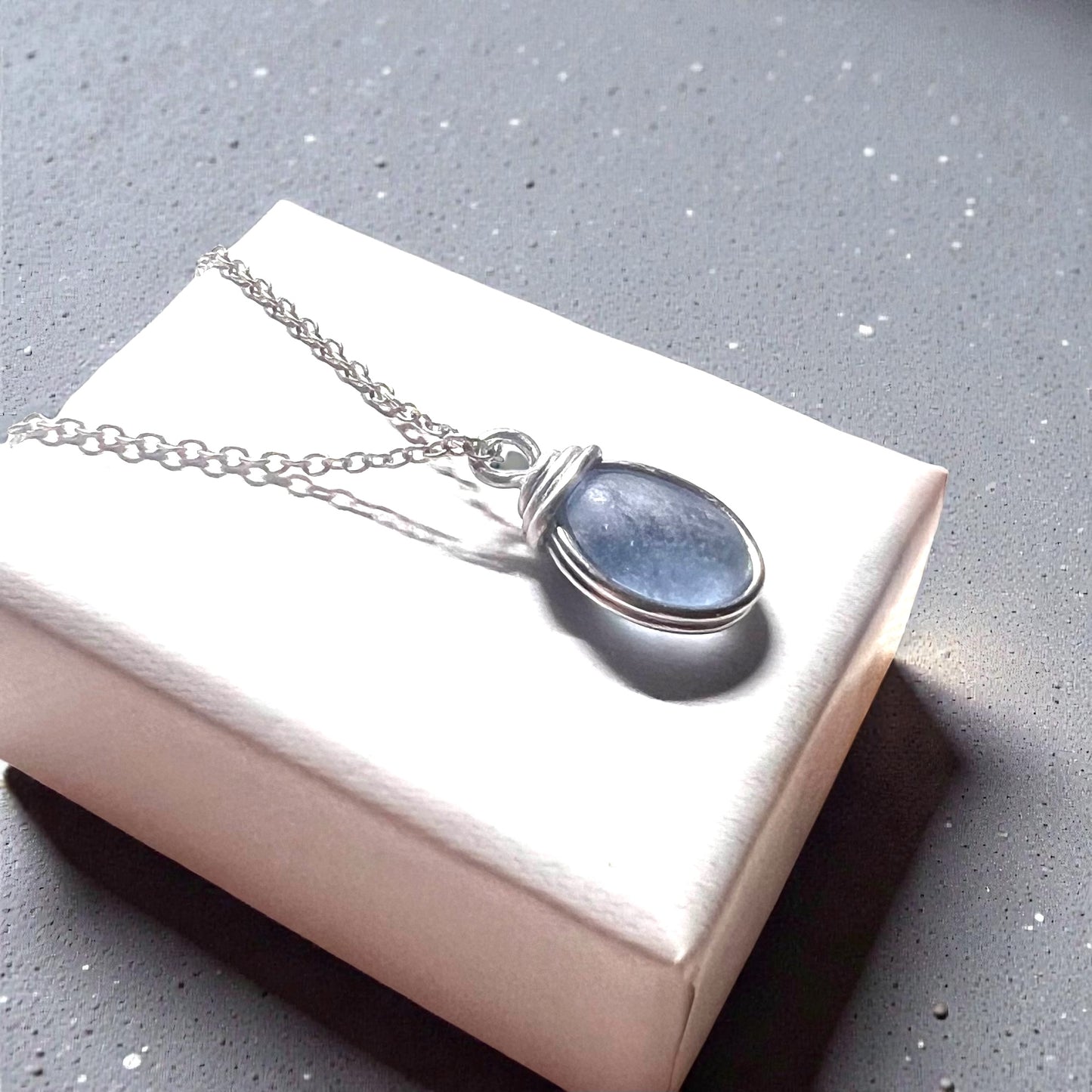 Rare Pale Blue Seaham Sea Glass Pendant