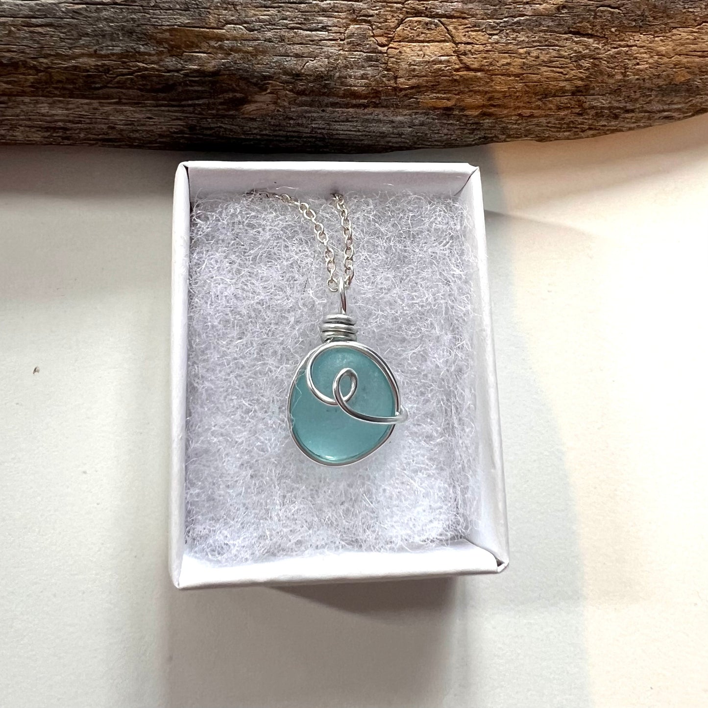 Pale Blue Bubble Seaham Sea Glass Pendant