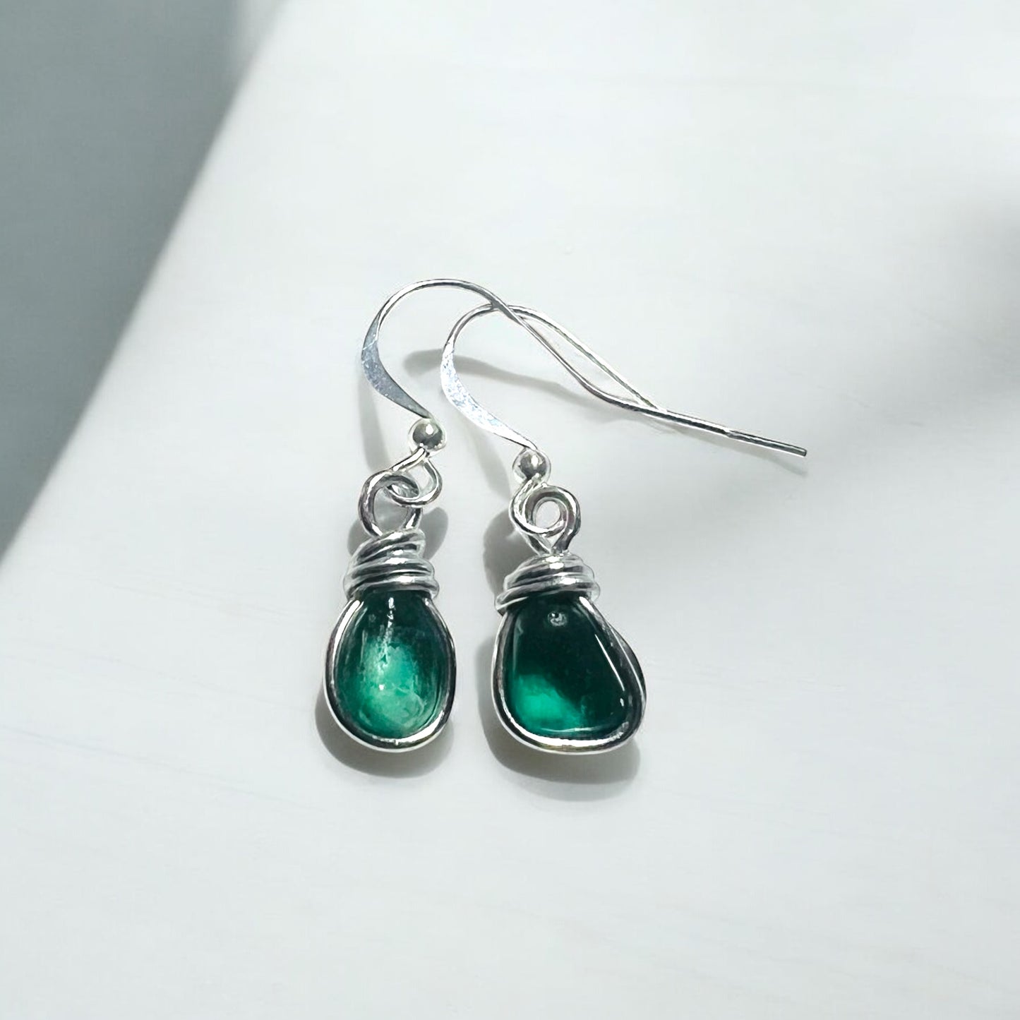 Small Dangly Seaham Sea Glass Earrings