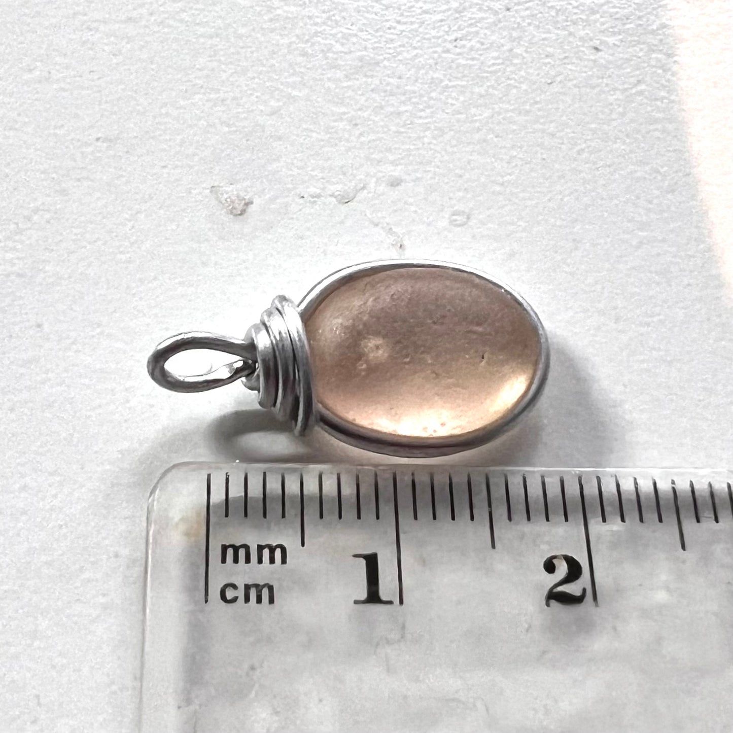 Rare Pale Pink/Peach Shade Sea Glass Pendant