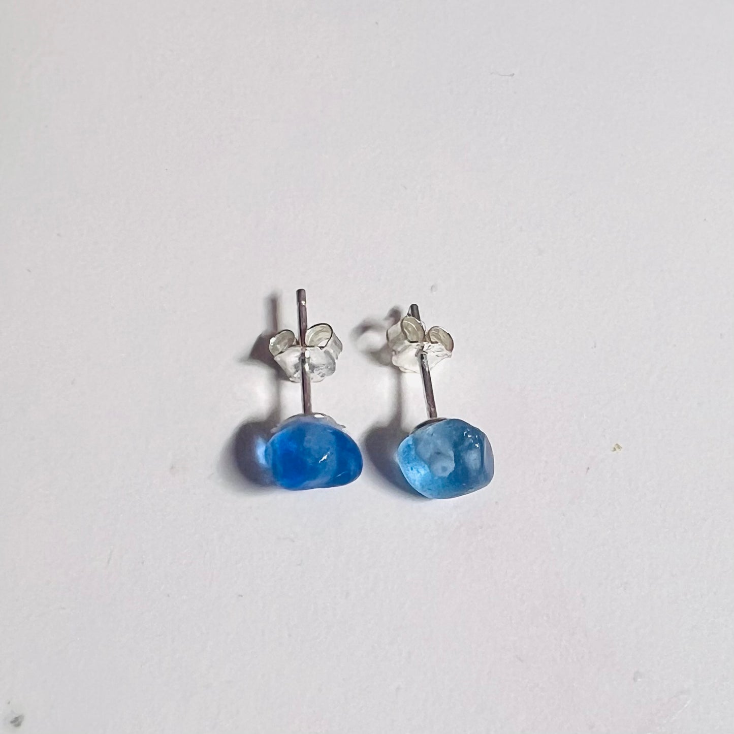 Blue Seaham Sea Glass Stud Earrings