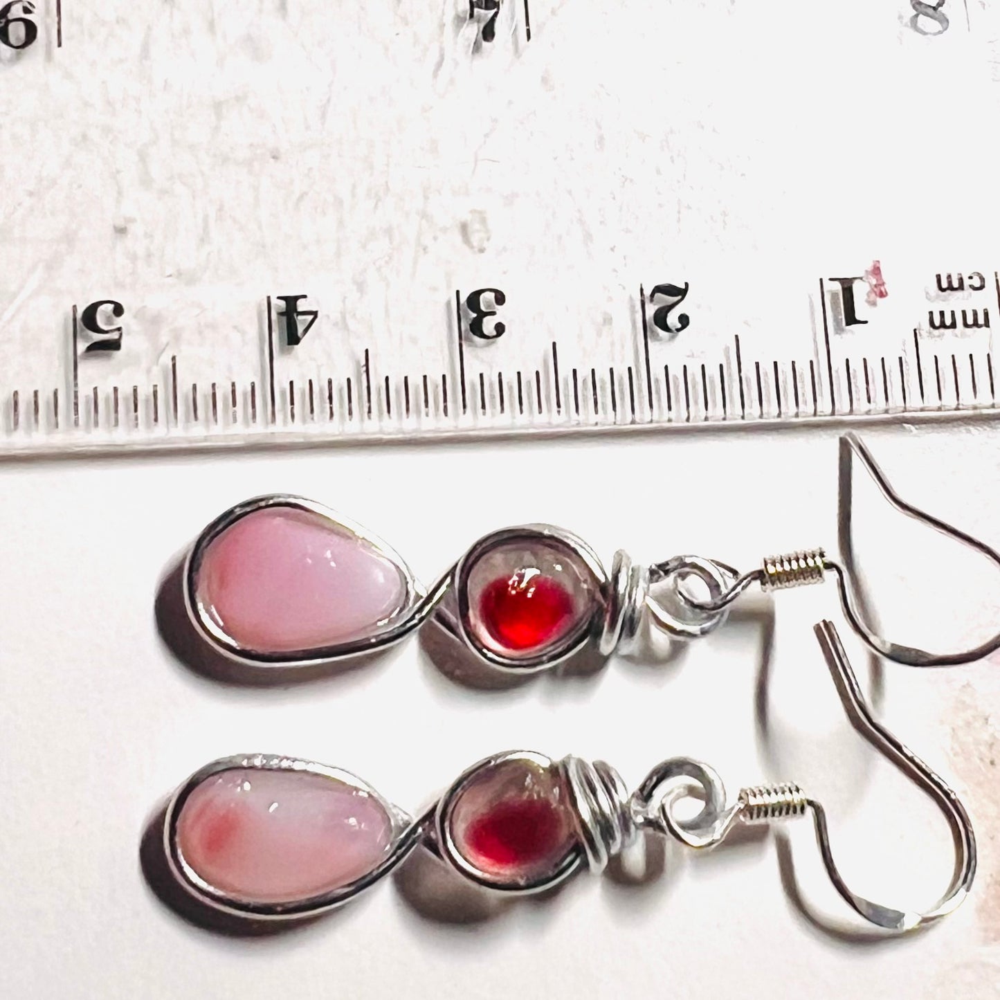 Pink Sea Glass Drop Earrings