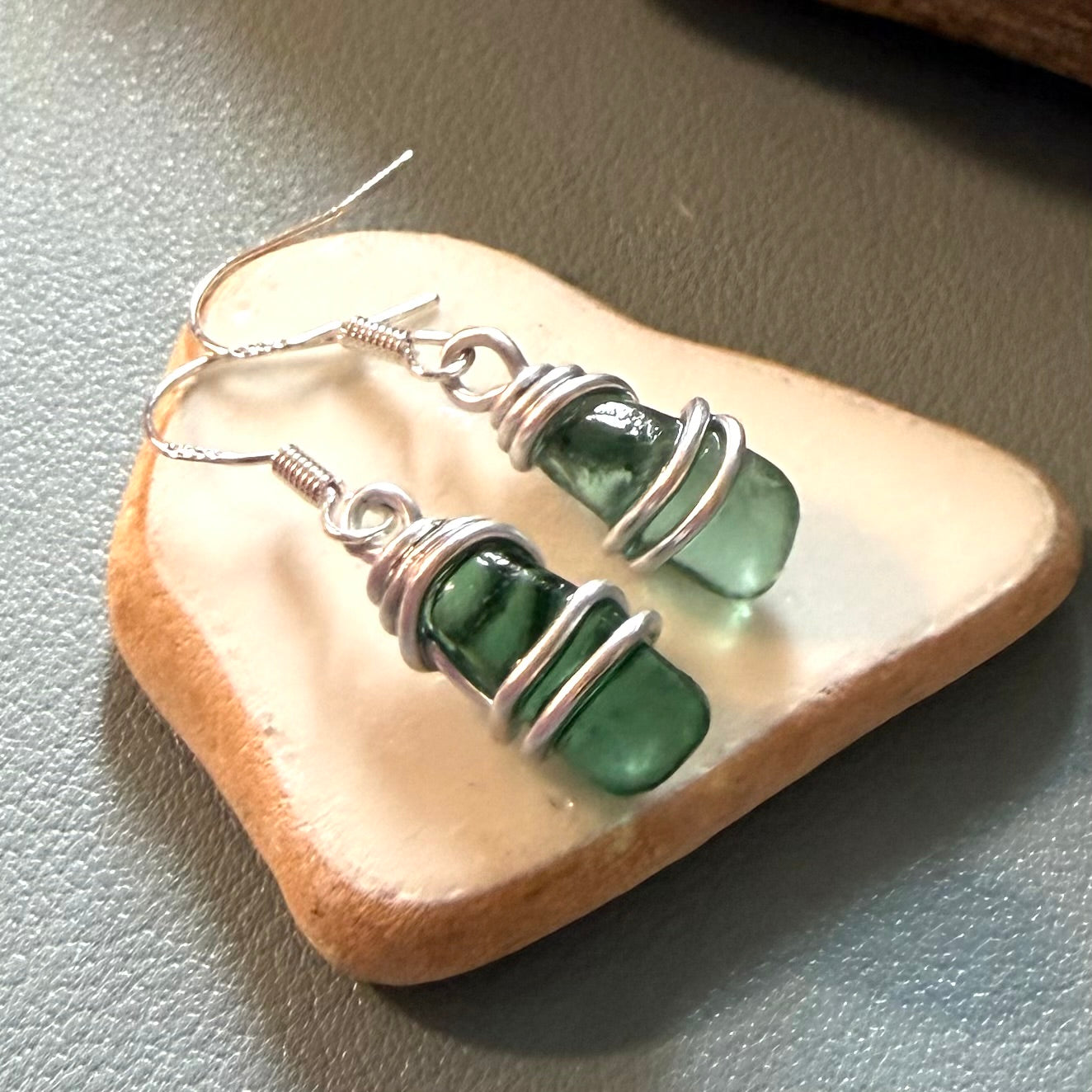 Turquoise Seaham Sea Glass Earrings