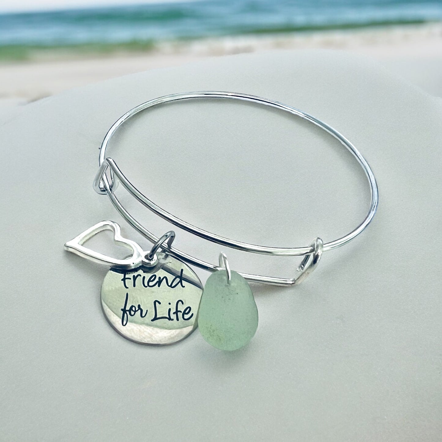 Friendship and Charm Sea Glass Bracelet