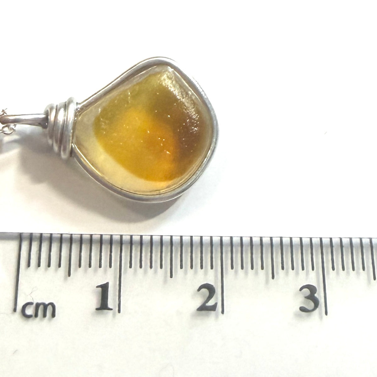 Large Rare Yellow Multi Tone Seaham Sea Glass Pendant