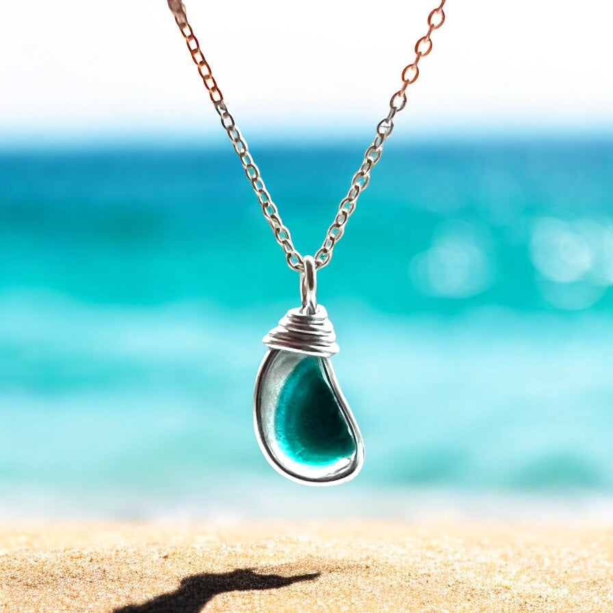Turquoise Seaham Sea Glass Multi Pendant