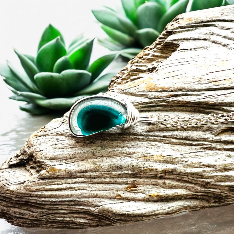 Turquoise Seaham Sea Glass Multi Pendant