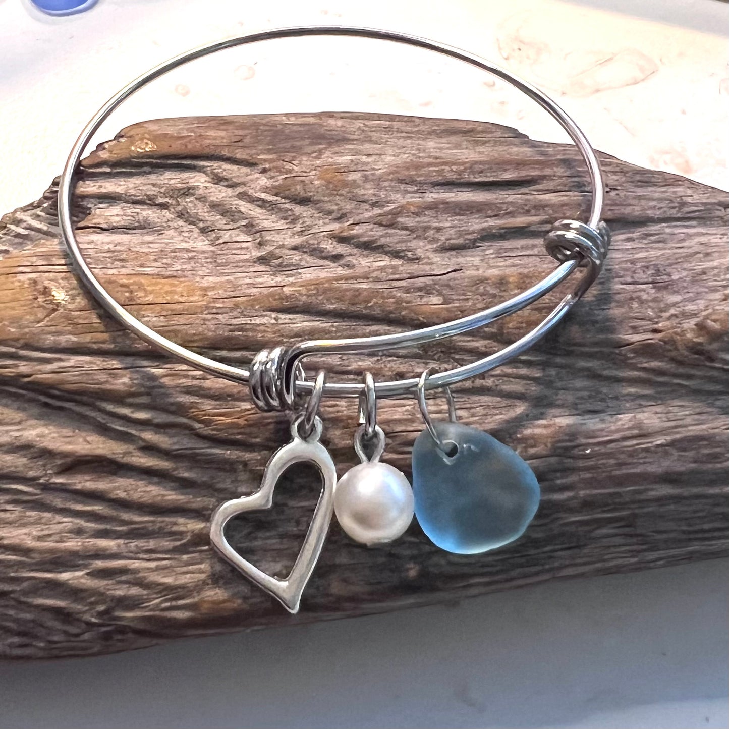 Seaham Sea Glass Heart Charm Bracelet