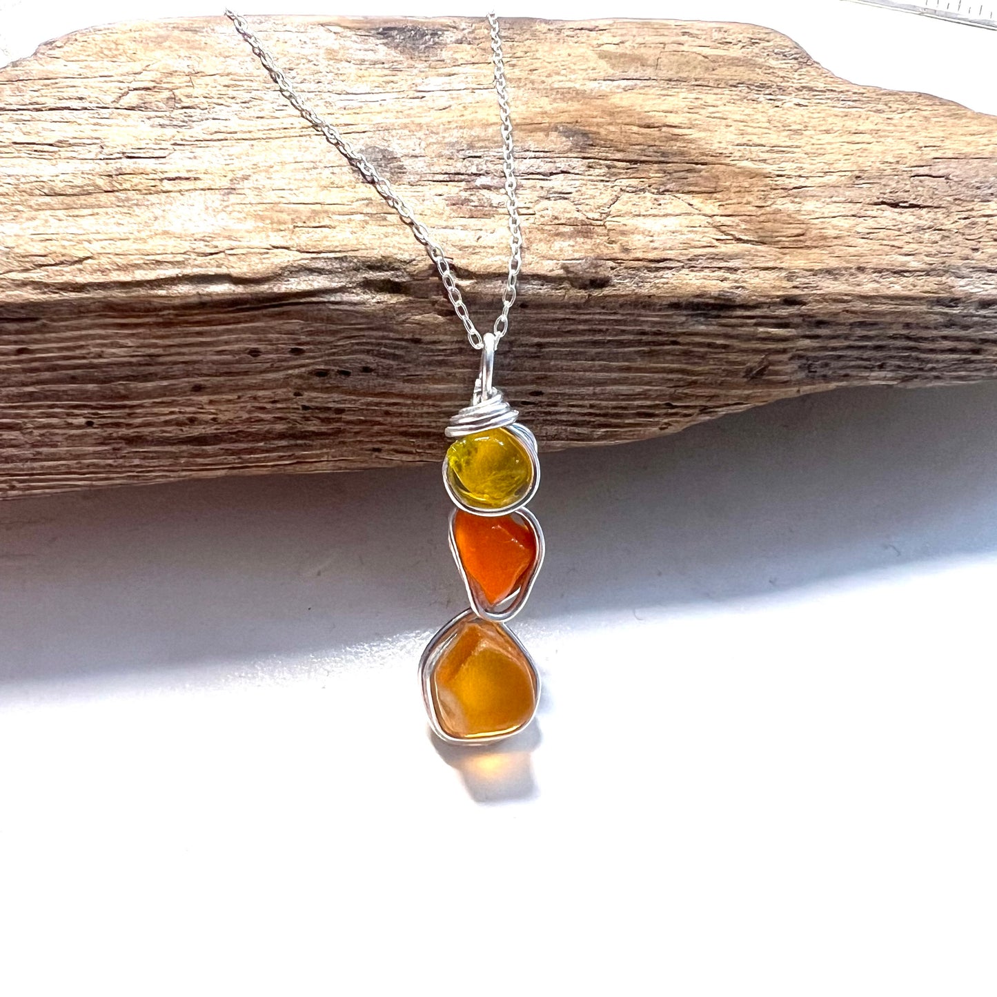 Rare Orange Seaham Sea Glass Pendant
