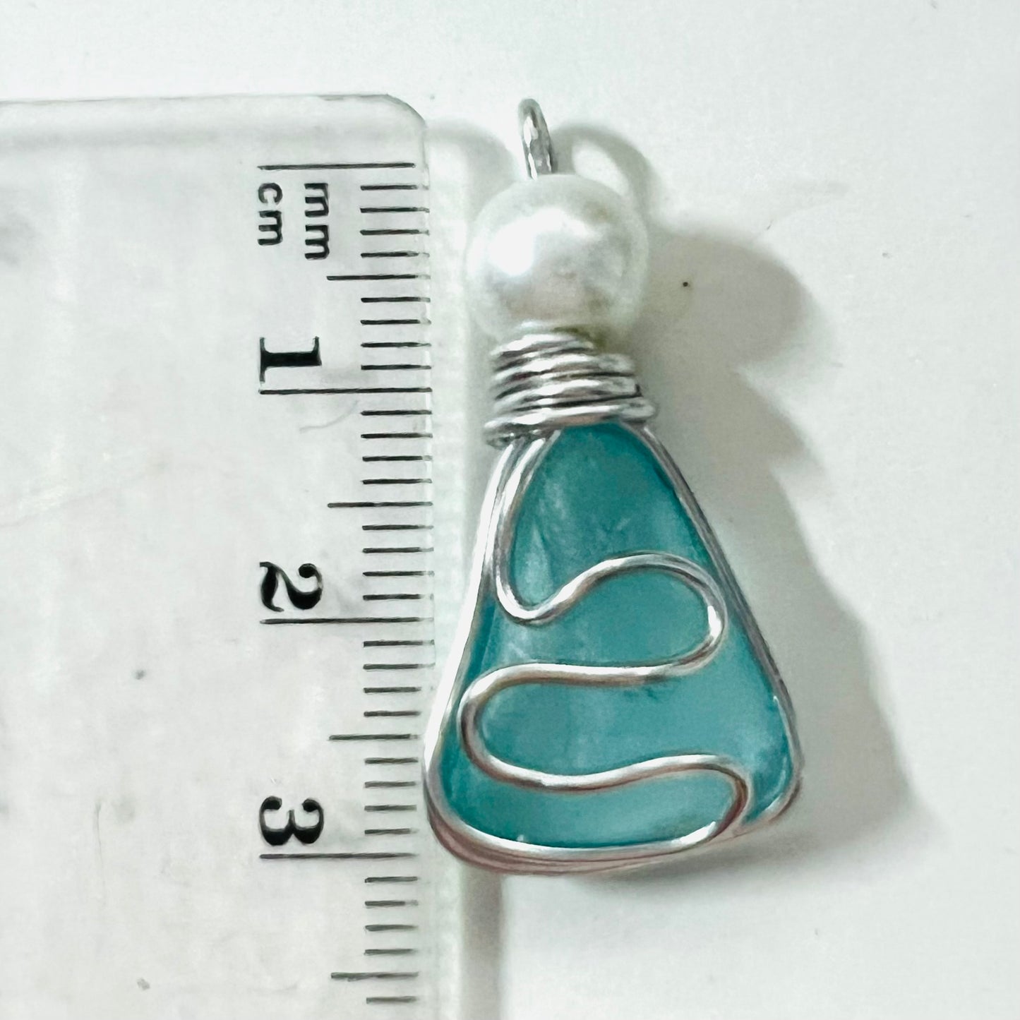 Pale Blue Seaham Sea Glass Waves Pendant