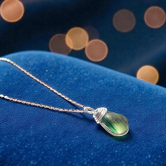 Mixed Green Seaham Sea Glass Multi Pendant