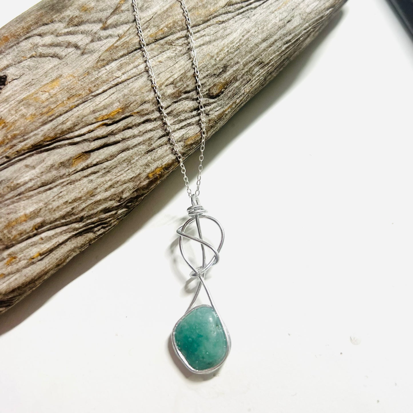 Swirly Aqua Seaham Sea Glass Pendant