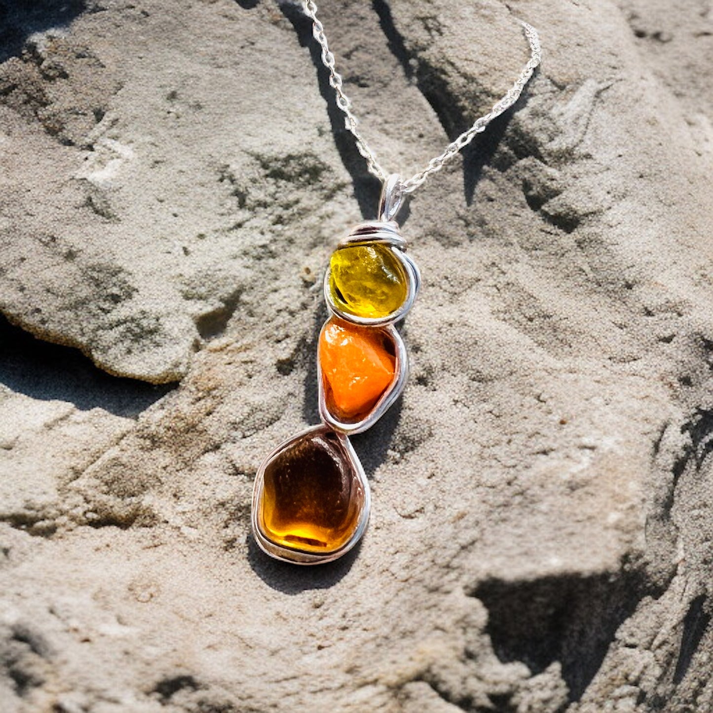 Rare Orange Seaham Sea Glass Pendant