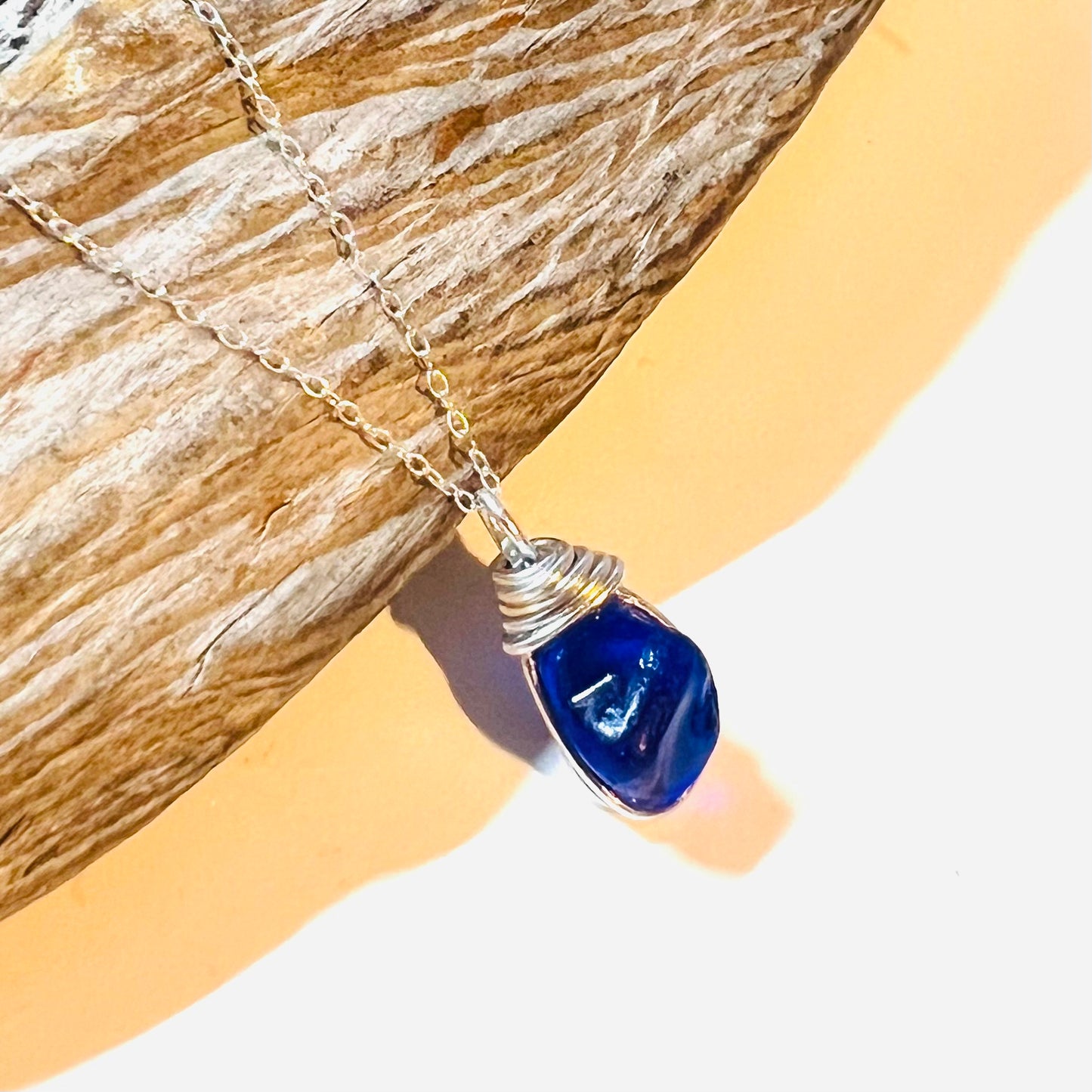 Deep Blue Seaham Sea Glass Pendant
