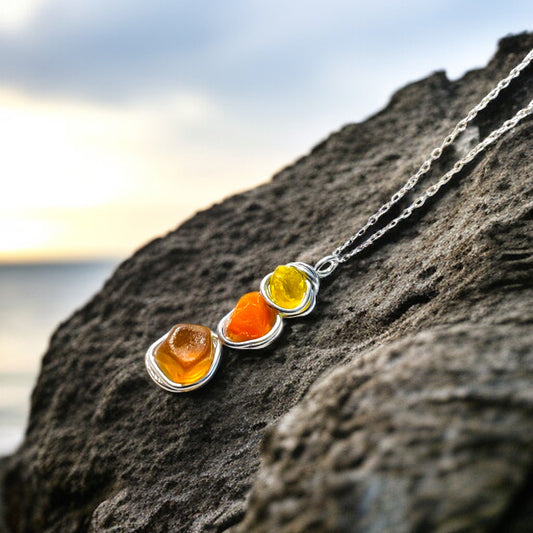 Rare Orange Seaham Sea Glass Pendant