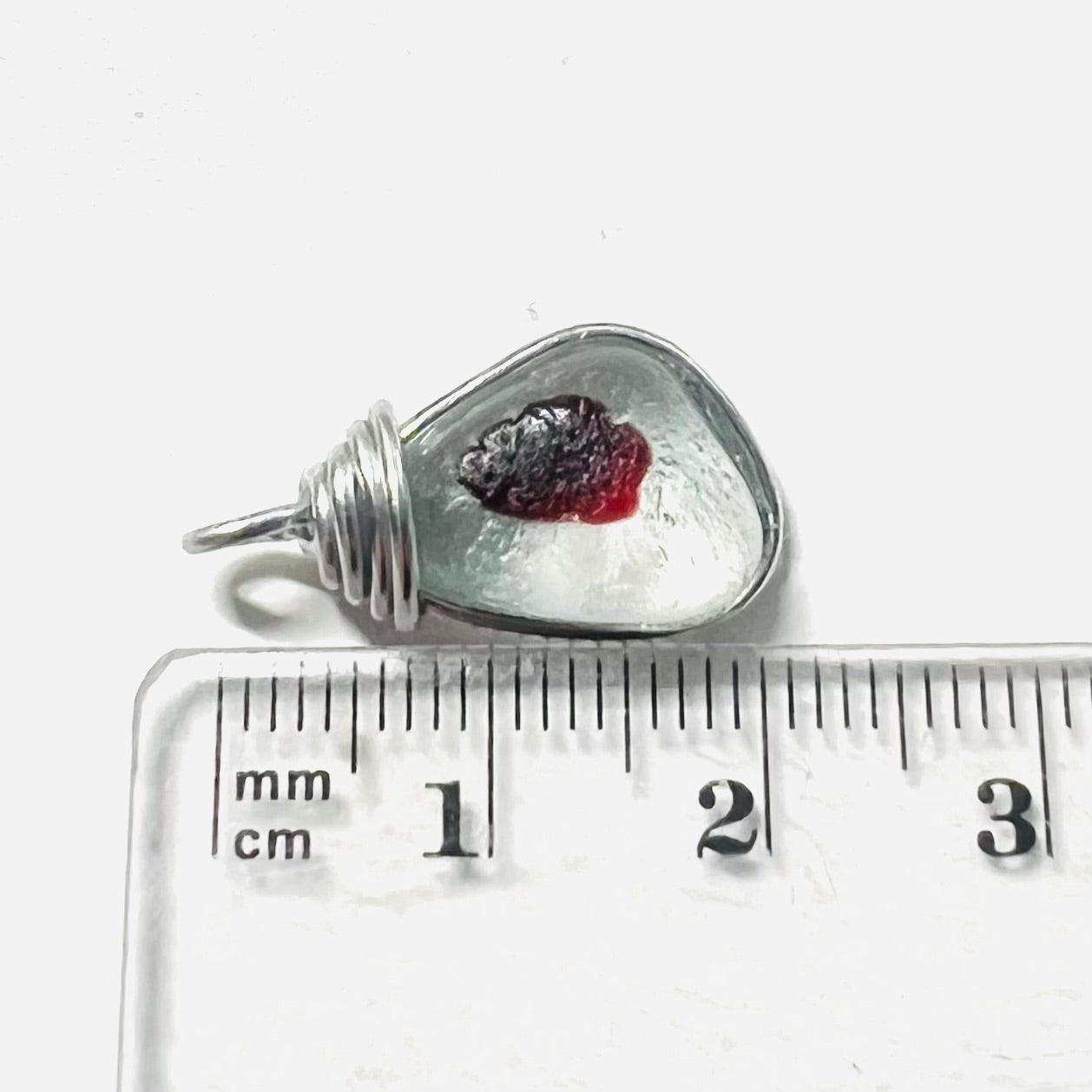 Deep Red Dot Seaham Sea Glass Multi Tone Pendant