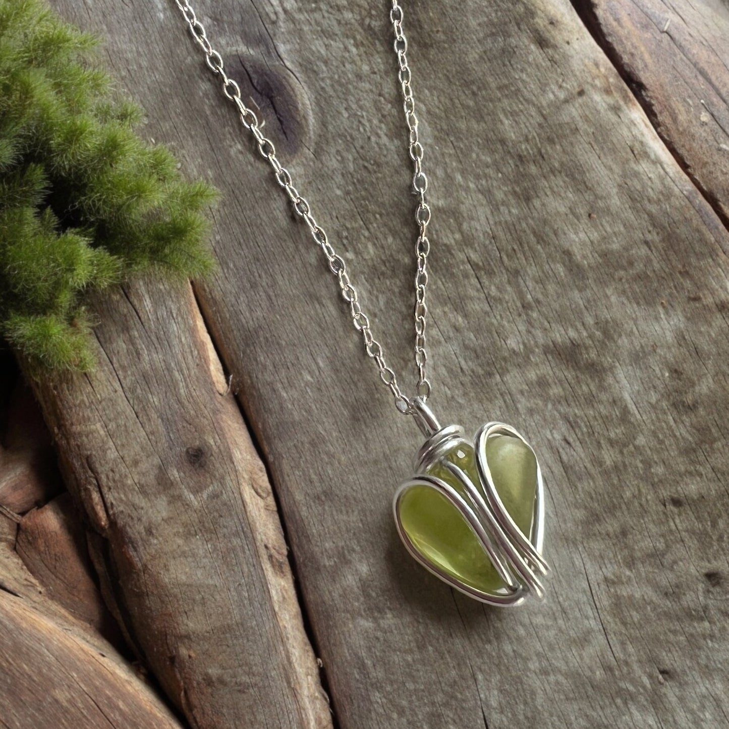 Cornish Sea Glass Heart Pendant