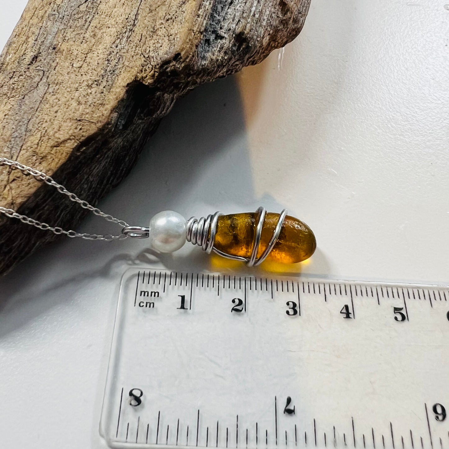 Honey Shade of Seaham Sea Glass Pendant