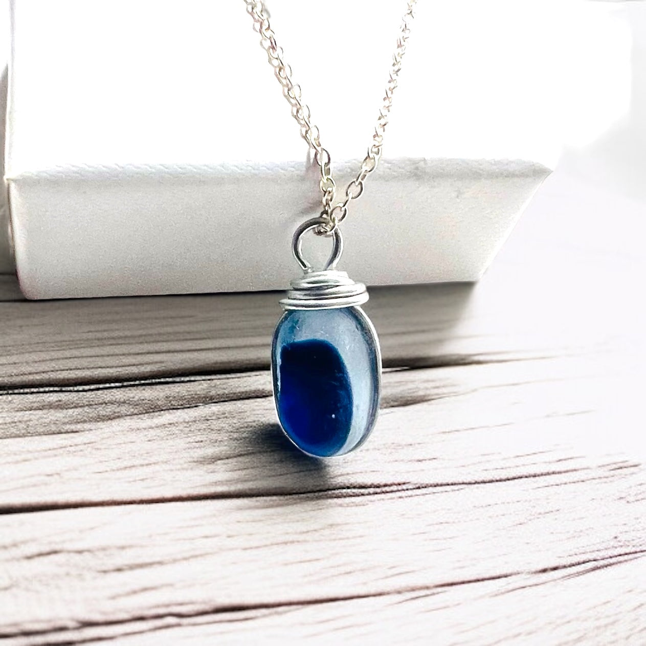Two Tone Blue Seaham Sea Glass Multi Pendant