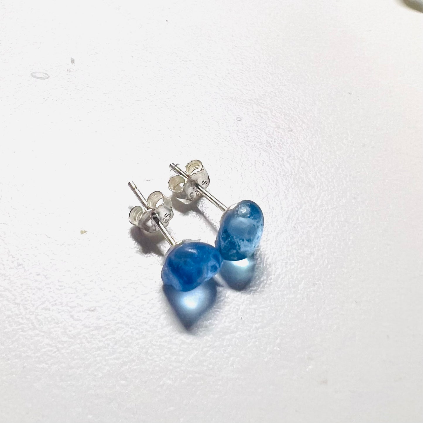 Blue Seaham Sea Glass Stud Earrings