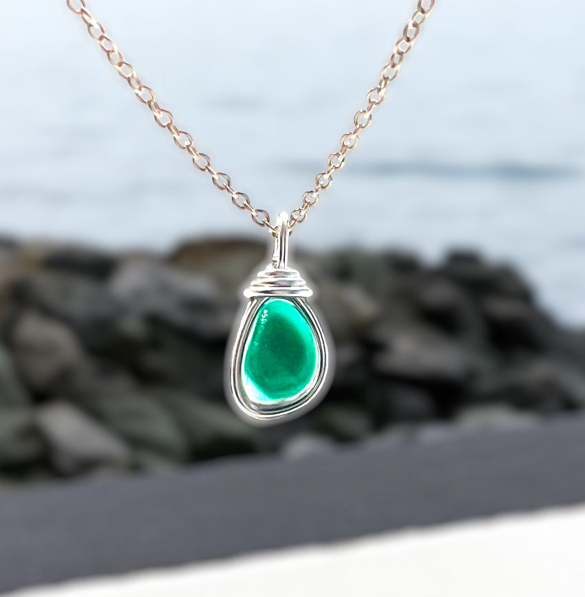 Small Turquoise Seaham Sea Glass Multi Pendant LP