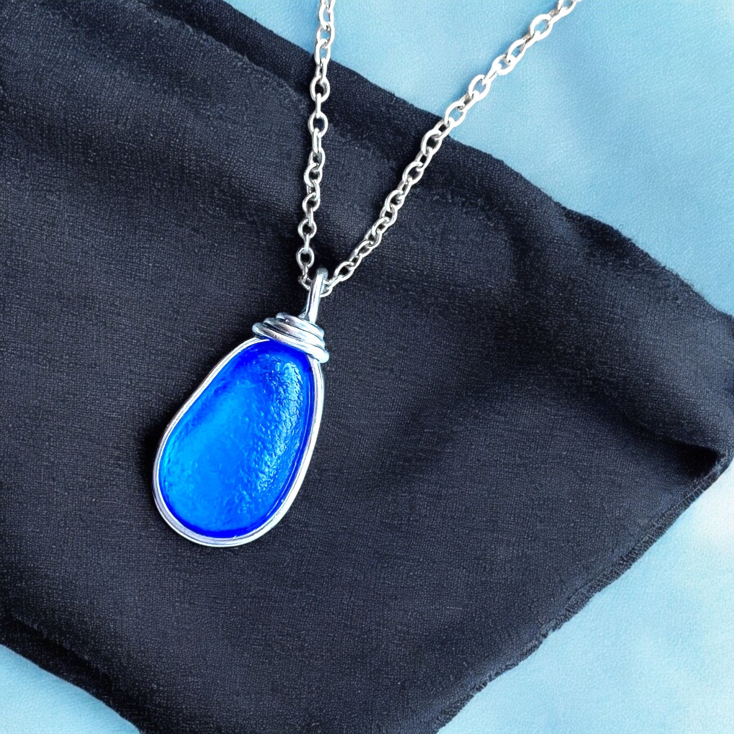 Devon Mid Blue Sea Glass Pendant