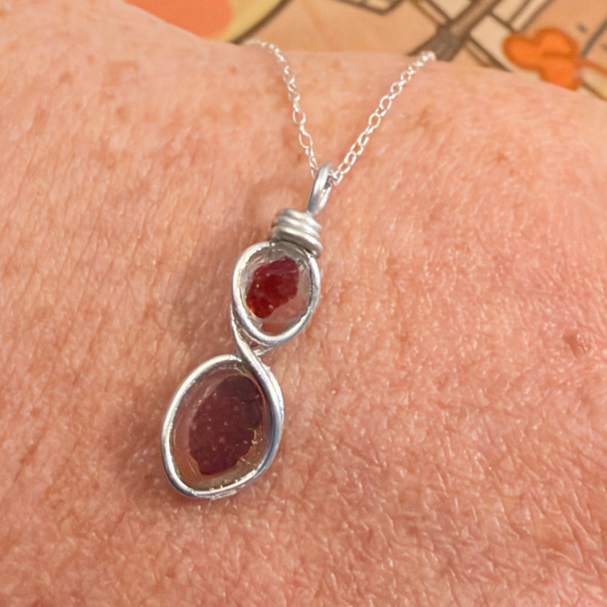 Red Seaham Sea Glass Multi Tone Pendant