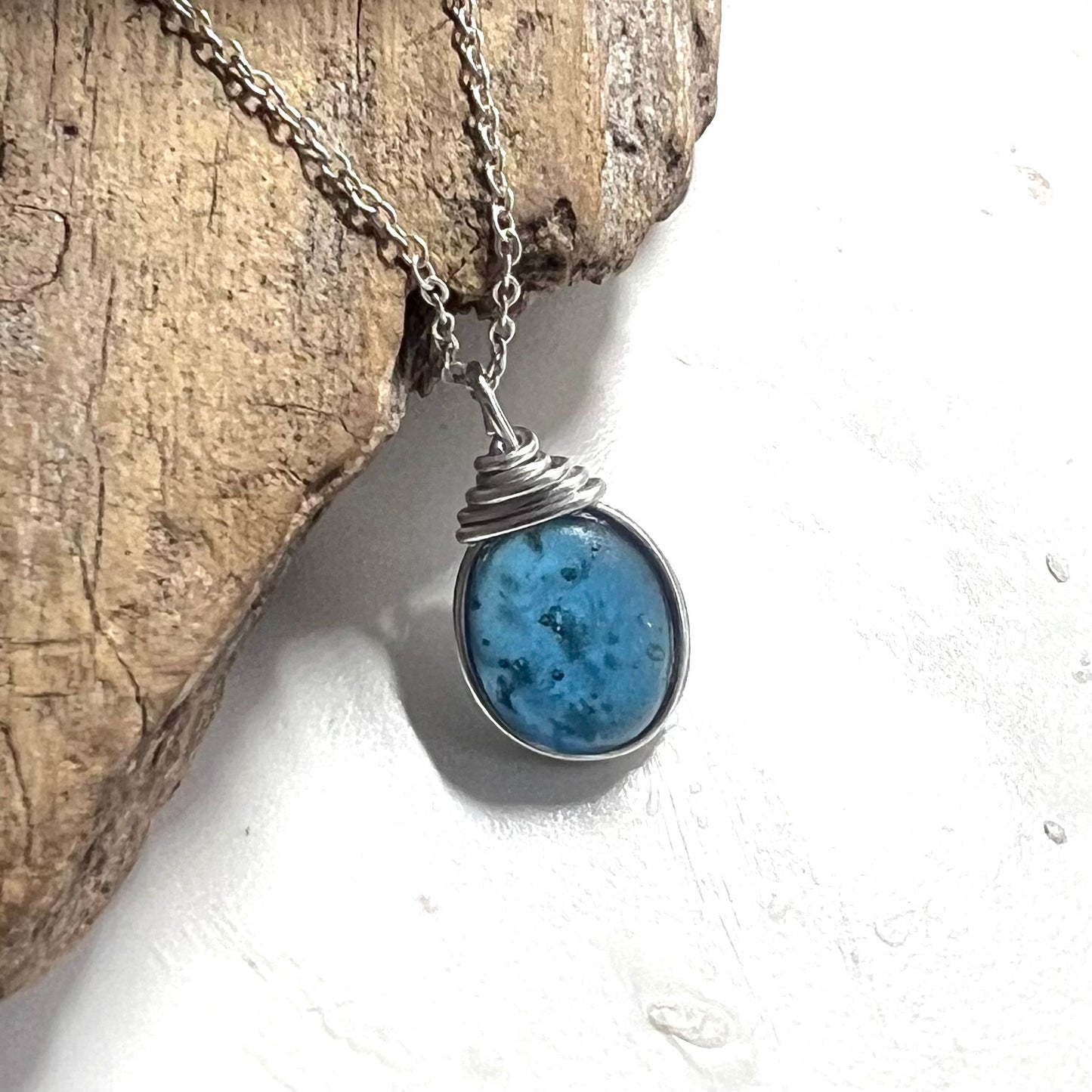 Mid Blue Seaham Sea Glass Pendant