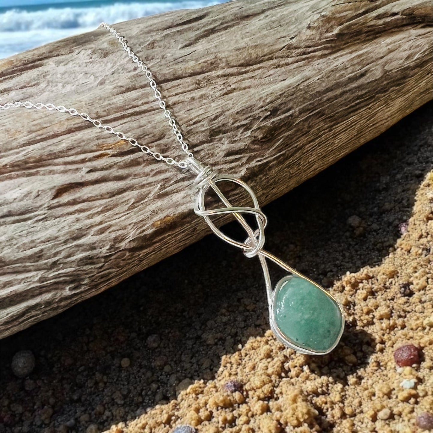 Swirly Aqua Seaham Sea Glass Pendant