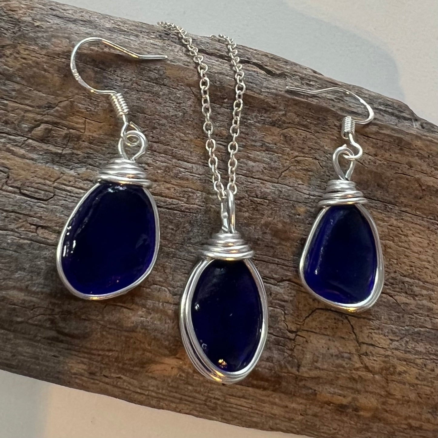 Kent Blue Sea Glass Jewellery Set