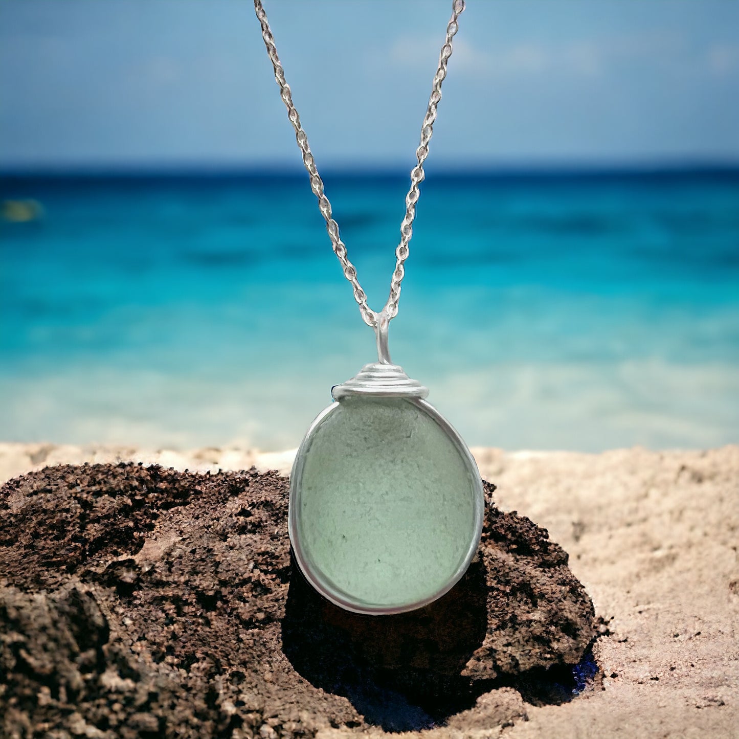 Seafoam Seaham Sea Glass Pendant