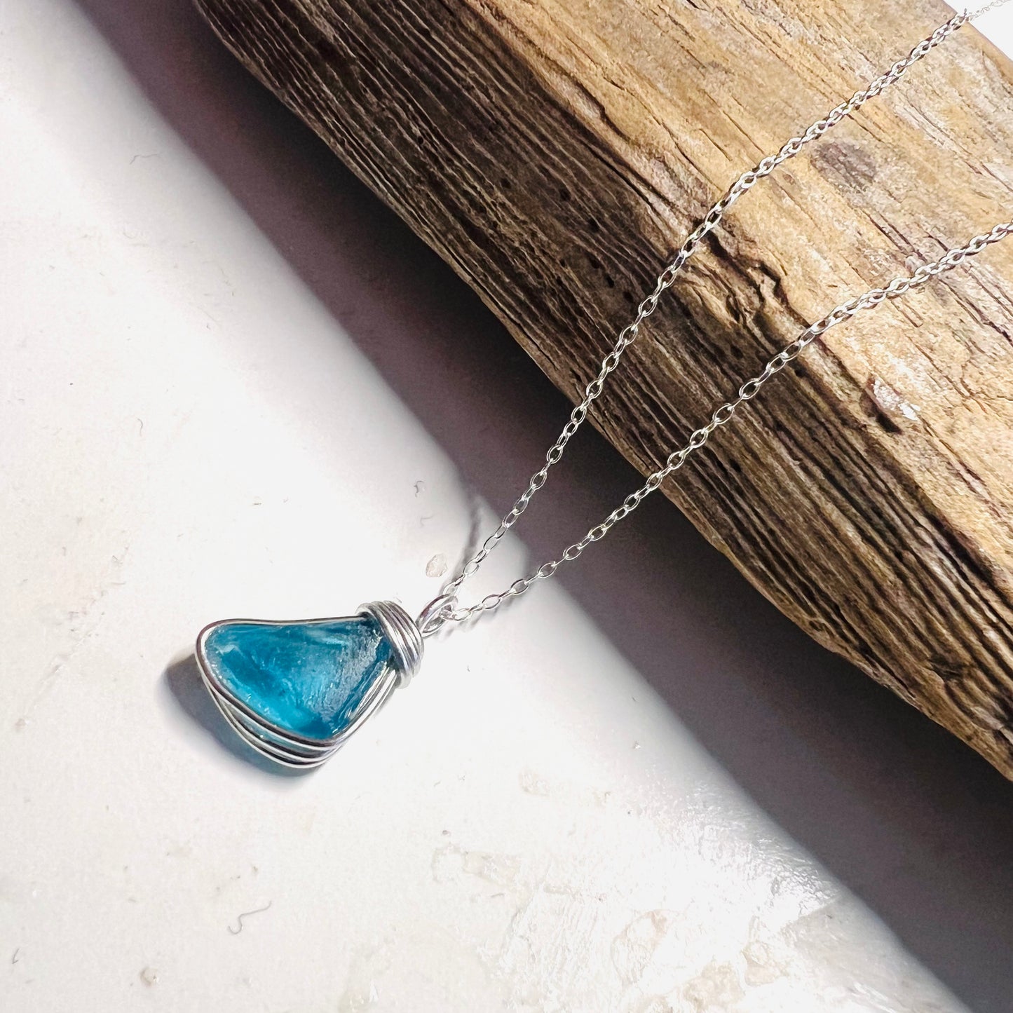 Blue Seaham Sea Glass Pendant